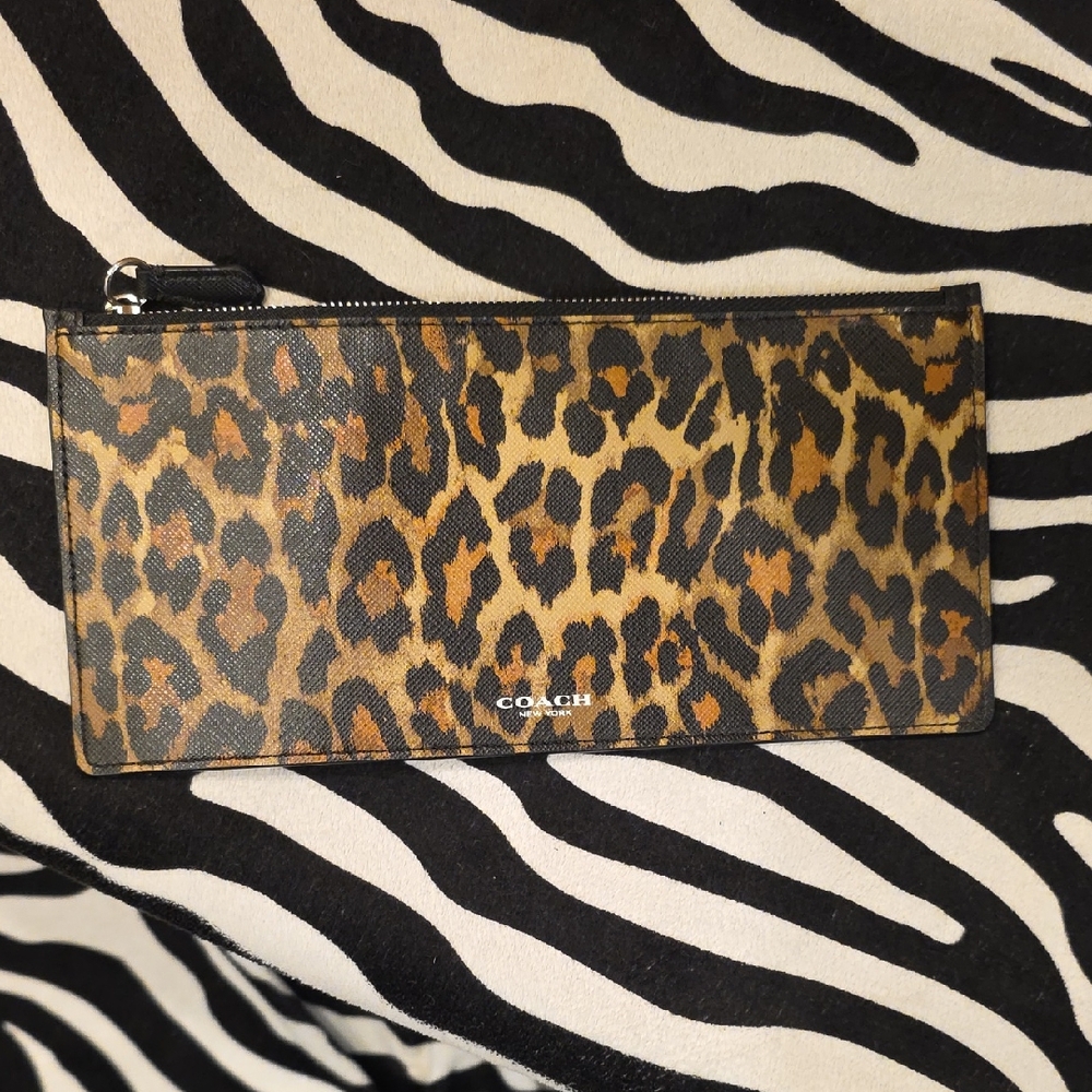 Coach Brown and Black Animal Print Wallet